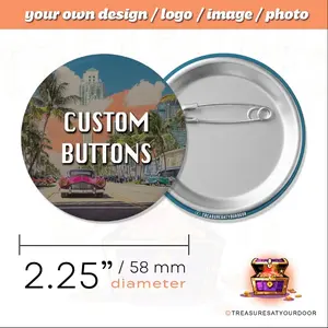 25x Custom 2.25” Buttons Custom Pins, Design Your Own Personal Pinback Buttons