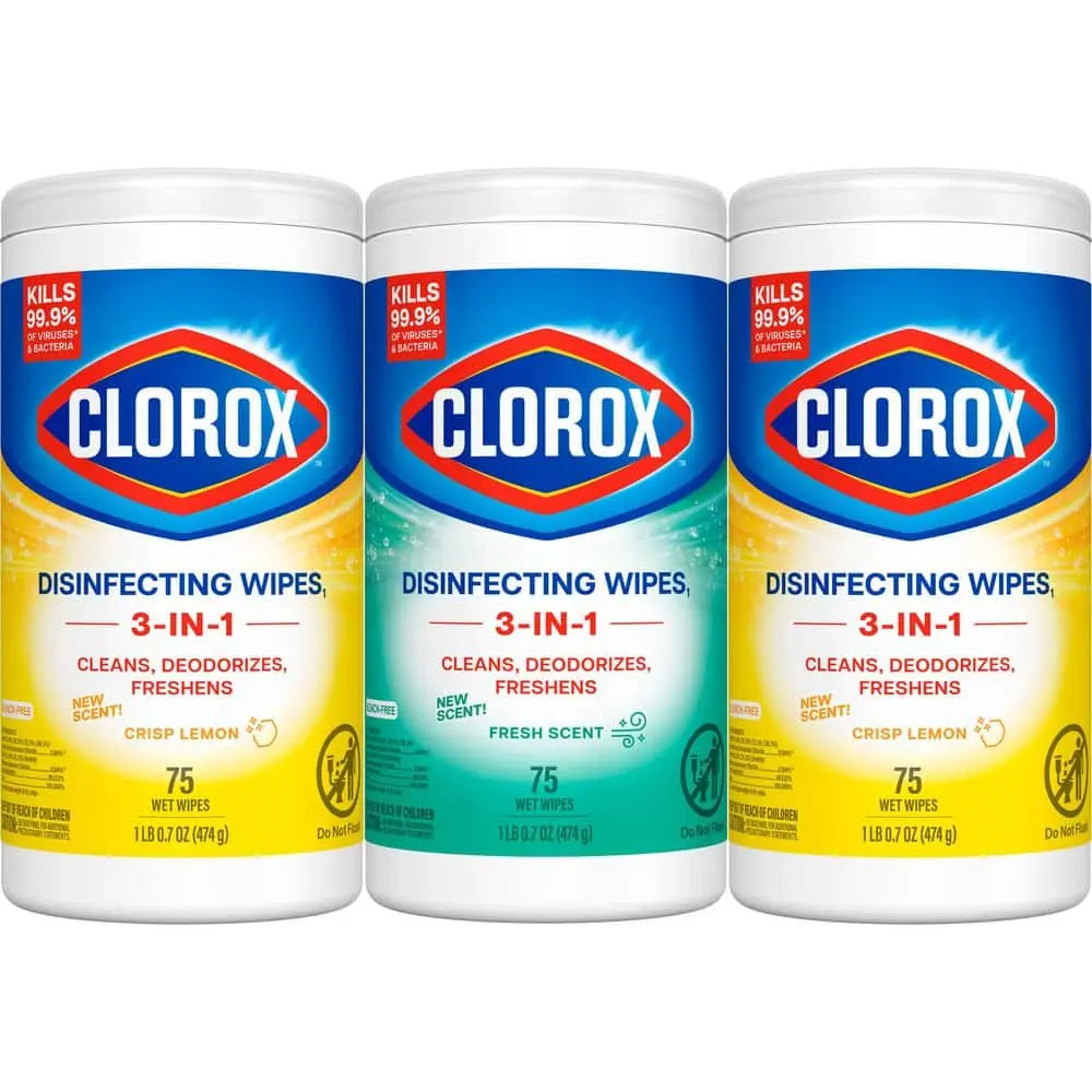CLOROX Scented No-Bleach Disinfecting Disposable Cleaning Sheets, 3-Packs (75-Count Total) with Crisp Lemon-Citrus & Fresh Scents, Durable Anti-Allergic Eco-Friendly Home All-Purpose Cleaner Wipes for Kitchen, Stainless Steel Surfaces
