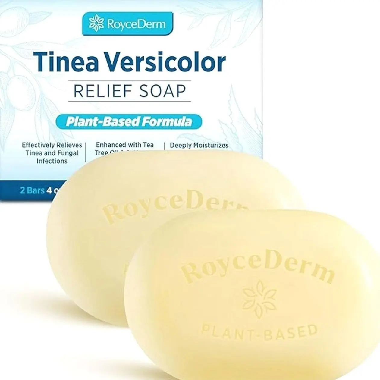 Roycederm Tinea Versicolor Relief Soap: Tea Tree Oil & Sulfur Cleansing Bar, Soothes Irritation, Hydrates & Supports Skin Health