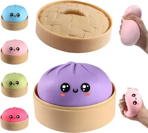 Dumpling Squishy, Dumpling Squishy Mystery Box, Cute Big Squishy Dumpling Stress Ball Fidget Sensory Toy for Adults Anxiety Relief, Novelty Squeeze Ball for Office Desk ( PURPLE)