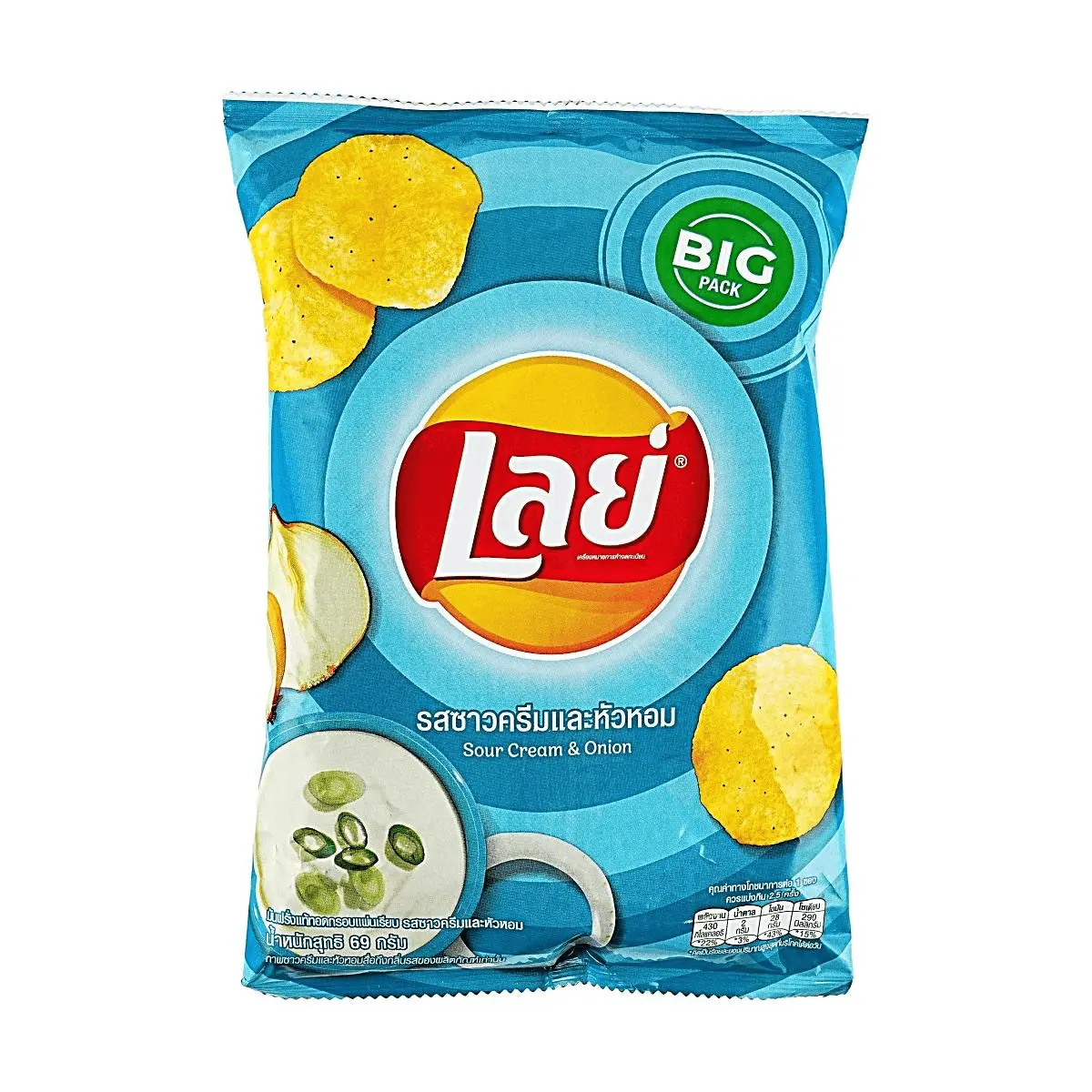 Lay's Thailand Sour Cream & Onion Potato Chips 69g - Authentic Thai Flavor Snack
