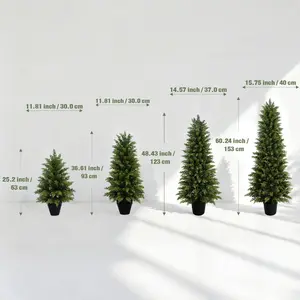 The Cedar trees 2/3/4/5FT 2 Pack Artificial Cypress Trees Tower Shaped False Needles with Realistic Textured Leaves UV Resistant Christmas Tree suitable for outdoor/indoor decoration