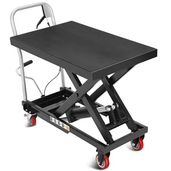 Hydraulic Lift Table Cart, 1100 LBS Capacity 32" Lifting Height Single Scissor Lift Table with 4 Wheels & Non-Slip Pad, for Material Handling and Transportation, Black