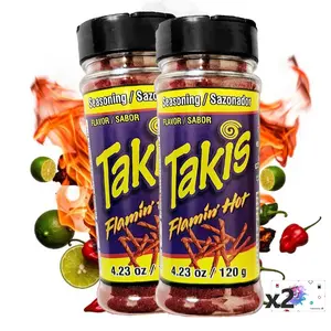 Takis Flamin' Hot Seasoning Dust 90 gr 2 Pack- Flavoring Dust for Fruit, Popcorn, Corn, Chamoy, Polvo De Takis Fuego, Chili Powder & Wing Seasoning