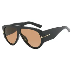 Unisex Full Rim Retro Oversized Aviator Shades - Trendy Casual Windproof Punk Sunglasses, UV Protection, Large Frame Beach Fashion Eyewear Accessory