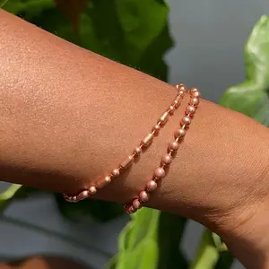 Pure Copper Anklets with Ball Chain Connector, Raw Copper Jewlery