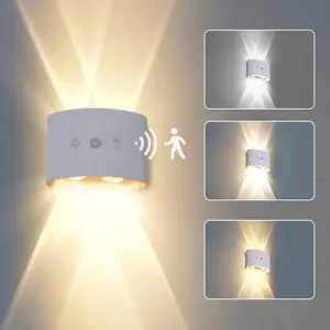 Modern LED Wall Light with Automatic Sensor, Adjustable Brightness, Dimmable Wall Lamp, USB Rechargeable Wireless Lighting for Bedroom Hallway Bathroom Motion Sensor Lamp