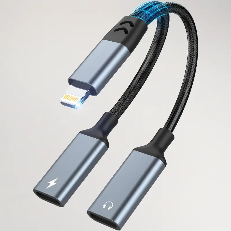 2-in-1 Lightning Splitter Audio Electronic Adapter for iPhone/iPad 11-14, Sports & Outdoor Protective Gear Accessory for Simultaneous Charging and Headphone Use, Sporty Protective Gear