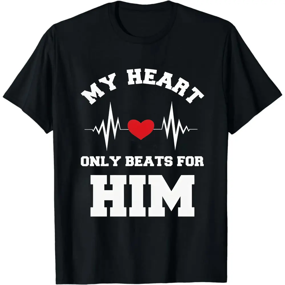 Matching Couple Shirts, My Heart Only Beats For Him Her Shirt, Valentines Gift for Couples, Anniversary Tee, Romantic Matching Outfit