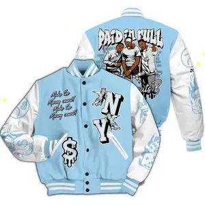 Varsity Jacket To Match Legend Blue 11s - Paid In Full Money All Over Print, Varsity Baseball Jacket, Classic Sport Jacket, Trendy Streetwear Style