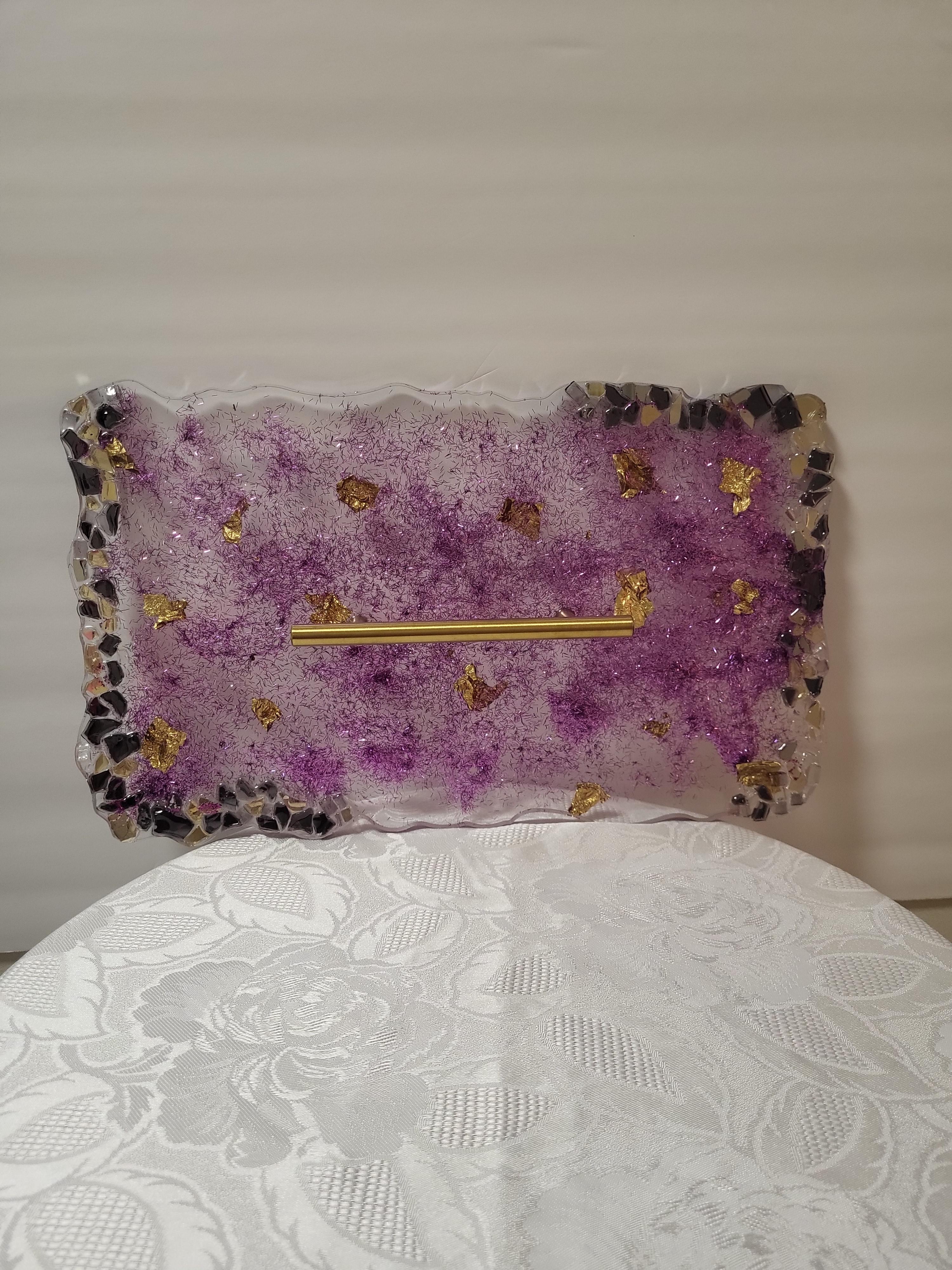 Home Decor 3D crystallized Purple and Gold Colored tray