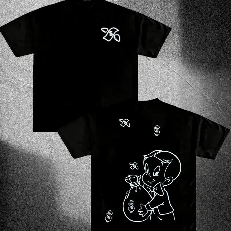 💵 💰 🖤 Richie Rich T-Shirt,  Vintage Cartoon Money Graphic Tee, Funny Retro Streetwear Top, Viral TikTok Shirt,For Men, For Women