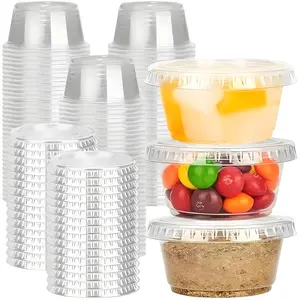50/100pc lid transparent disposable plastic cup, 2-ounce sealed stackable cup, salad dressing/dipping sauce cup, lunch condiment cup, plastic dessert cups, overseas travel party, Mother's Day graduation trip