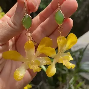 Real orchid earrings
