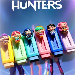 Creative Cartoon Eraser for Girls, Pull-Down Rubber Eraser, Low Dust, Replaceable Core, Student Stationery, Fun and Practical Design