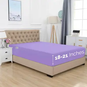 1500 Premium Hotel Quality 18-21 Inches Deep - Extra Deep Pocket Single Fitted Sheet for High Mattress, Luxury and Softest, Smart Pocket - Wrinkle Free, Queen, Lilac