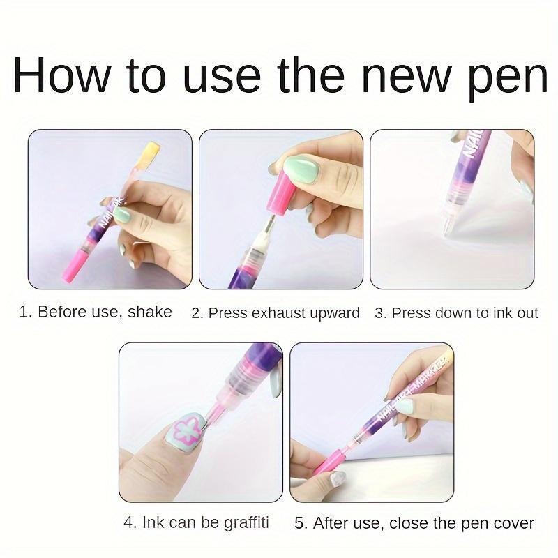 12-Color Nail Art Doodle Pen - Smooth, Quick-Drying Acrylic Cosmetic Tool, 12 Colors Suit for Mom, Ideal for 3D Dot Embroidery, MMA Acrylic Stitching, Home Manicure, Nails Supplies, Cuticle Care