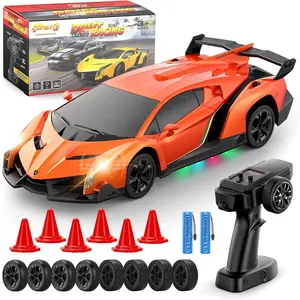 Lamborghini Remote Control Car Toy, Officially Licensed RC Drift Car 15Km/h with Underglow & Headlights, 1:24 Scale 2.4GHz, 2 Batteries 60 Min Play, RC Gift Toy for Boys & Girls Ages 3-12 & Adults