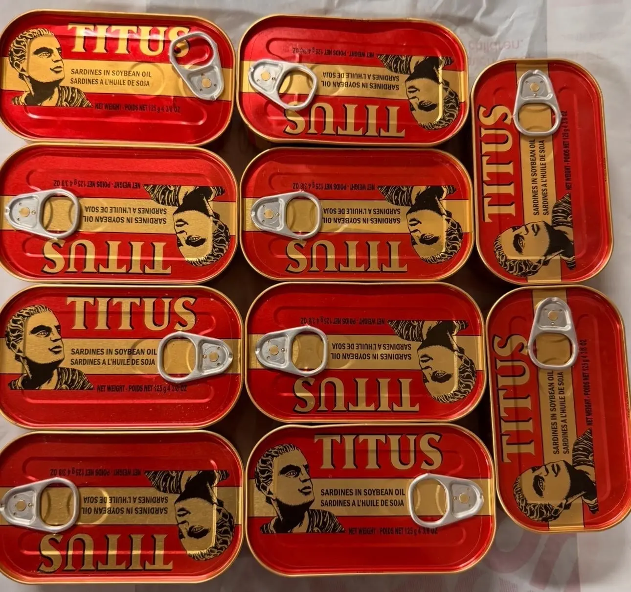 Univer TITUS Meaty Sardines Enveloped in Soybean Oil, Source of Omega-3 Fatty Acids, Pack of 10