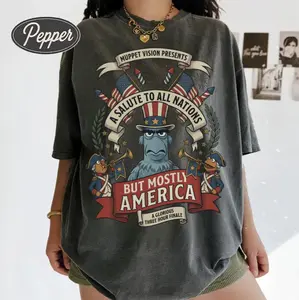 A Salute To All Nations But Mostly America Muppets T-shirt, Sam The Eagle Patriotic Shirt, Muppet Vision T-Shirt, Funny America Tee, 250th Anniversary Gift