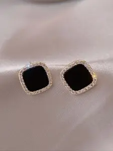 Square Rhinestone Dangle Earrings, Simple Women's Daily Jewelry, Elegant Ear Studs for Everyday Wear, Fashion Accessory, Elegant Minimalist Earrings