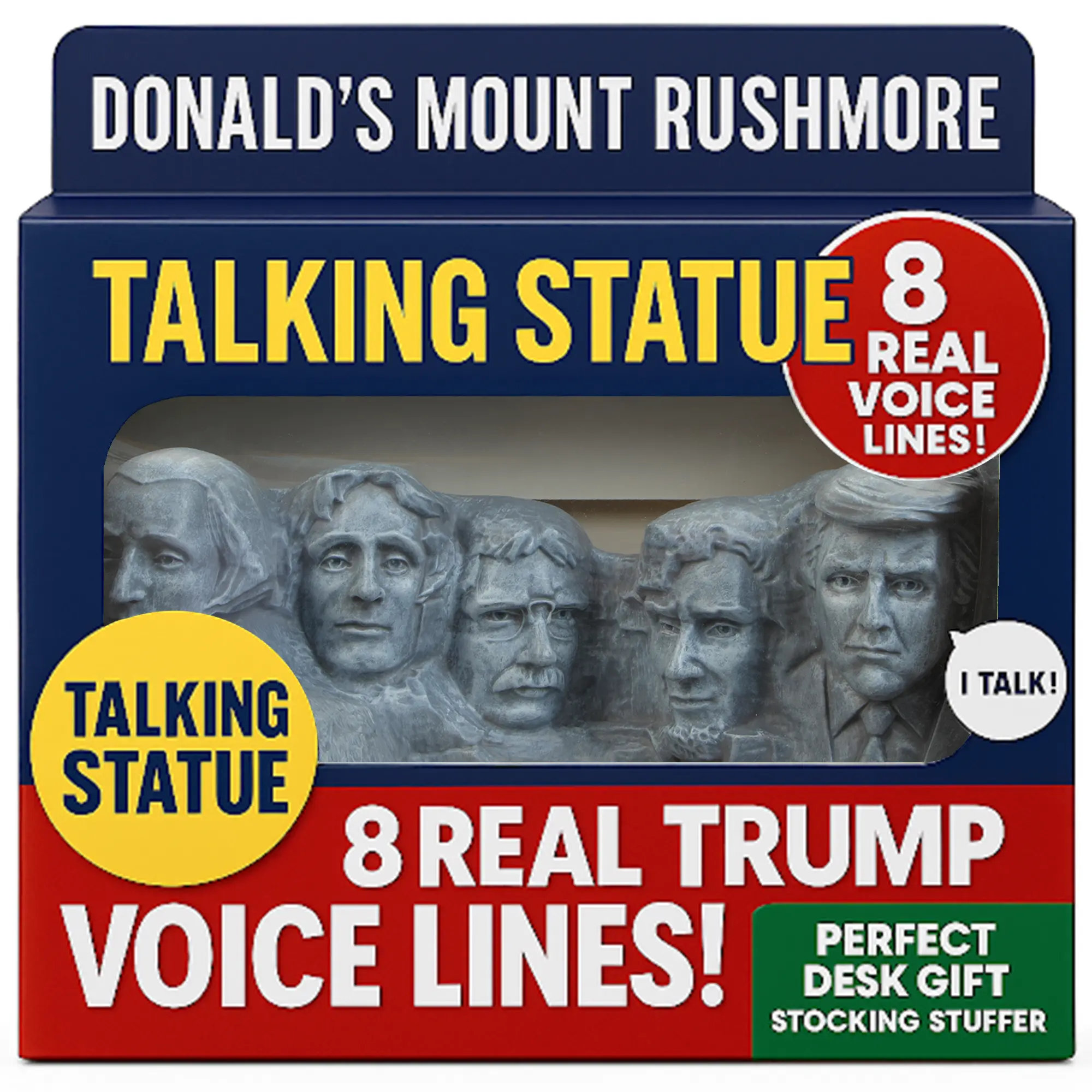 Donald Trump Mount Rushmore Talking Statue - Says 8 Lines in Trump's Real Voice, Funny Trump Gifts for Dad & Men, Patriotic Fathers Day & 250th Anniversary Collectible for Offices & Man Caves