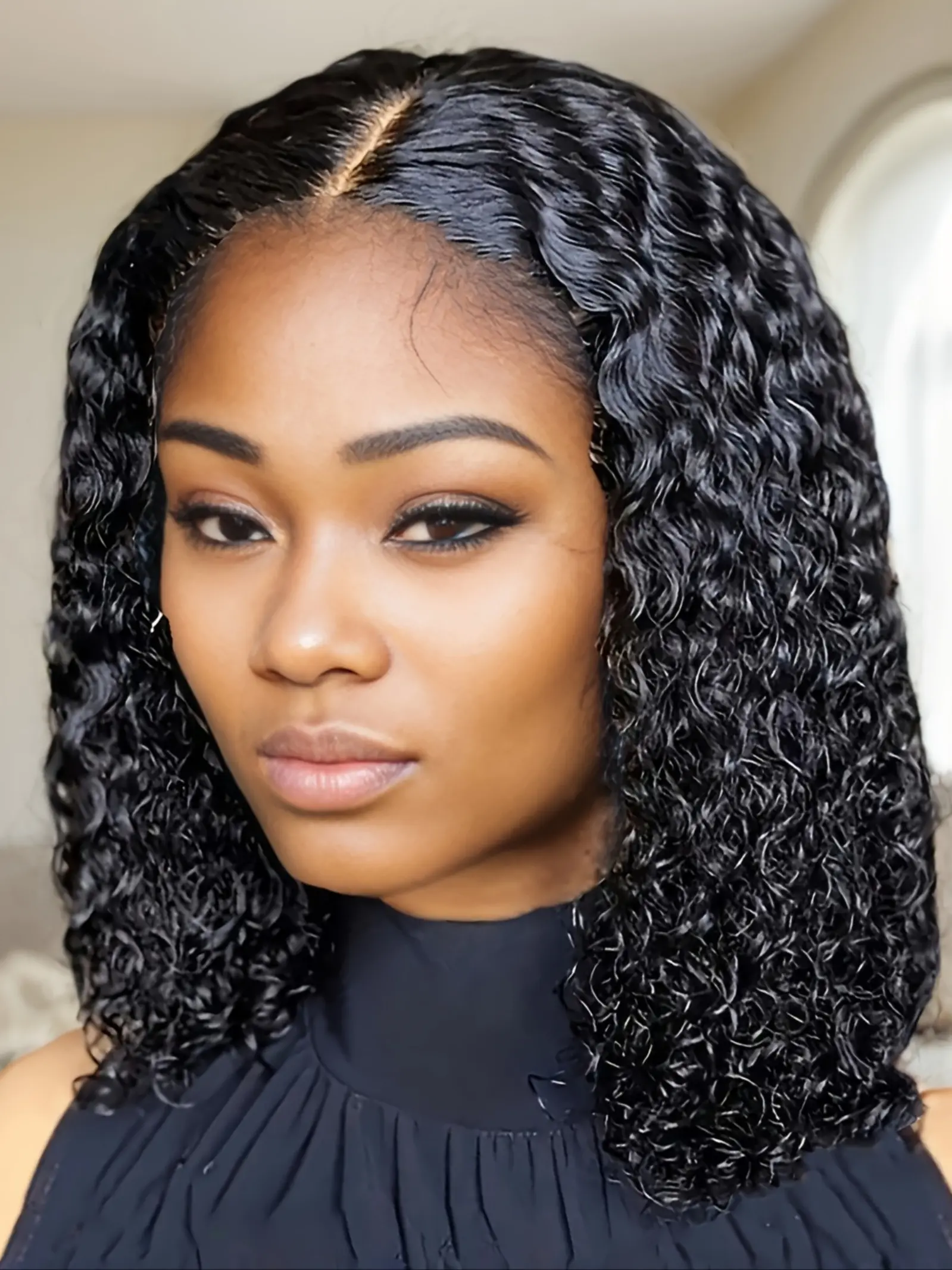 4x4 Curly Wave Lace Closure Wigs, Human Hair Wig, Afro Curly Wig, Fluffy Natural Wig, Pre Plucked, Pre Cut, Natural Look, Perfect for Women, Daily Wear, Stylish Hairstyles