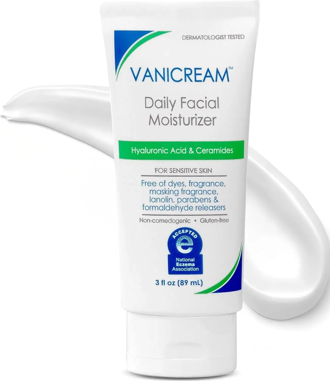 Vanicream Daily Facial Moisturizer, Face Cream with 5 Key Cermides & Hyaluronic Acid, 3 Fl Oz, Formulated Without Common Irritants for Sensitive Skin, Lightweight, Non-Greasy Hydration