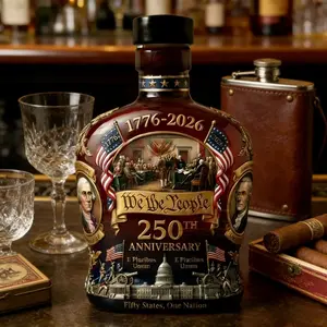 American 250th Anniversary Whiskey Bottle - 1776-2026 Commemorative Flask Suitable for Whiskey Collectors, Historical Gift for Decor, & Dining Display, 250 Years Celebration Edition