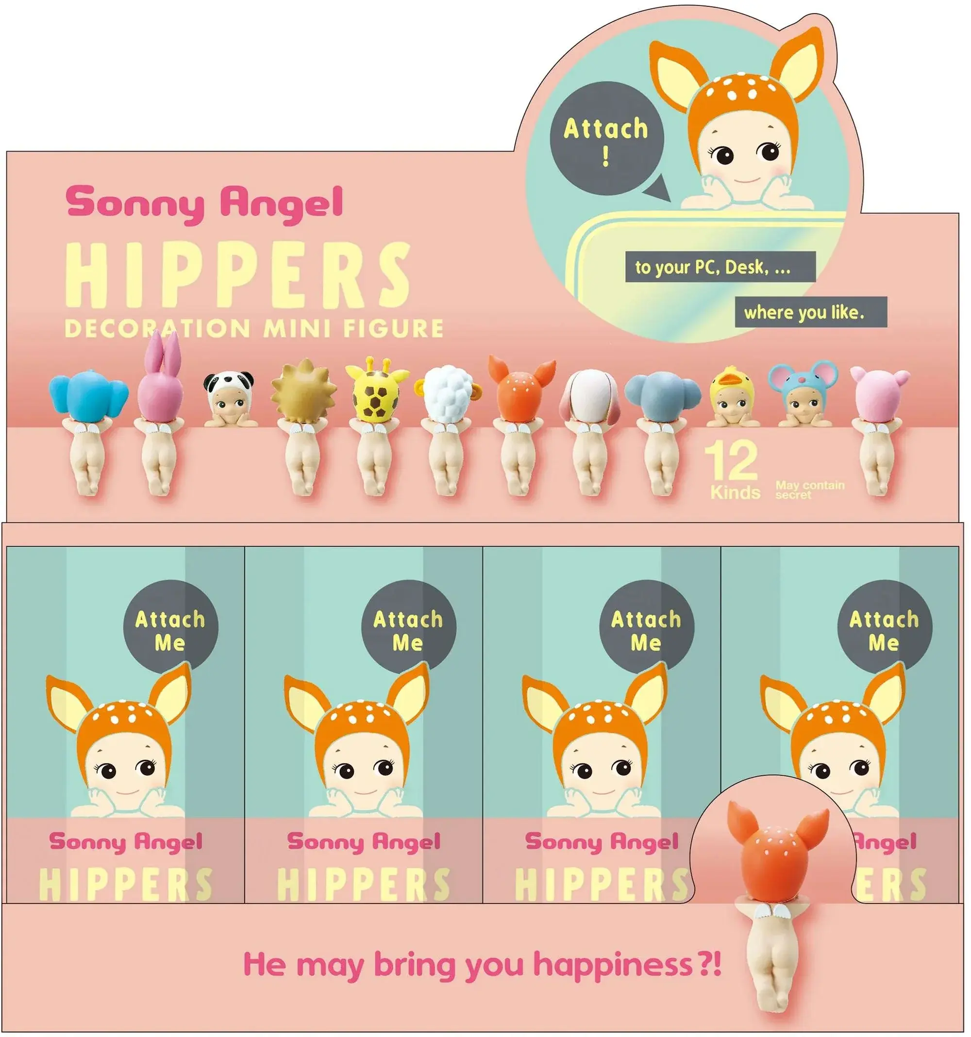 Sonny - Angel HIPPERS Mini Figure | Kawaii Adhesive Phone Laptop Decorative Blind Box, Animal Version