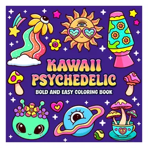Adult Activity Coloring Book - Kawaii, Psychedelic, Bold, Easy-to-Color, Simple, Cute, Trippy Designs for Stoner Relaxation