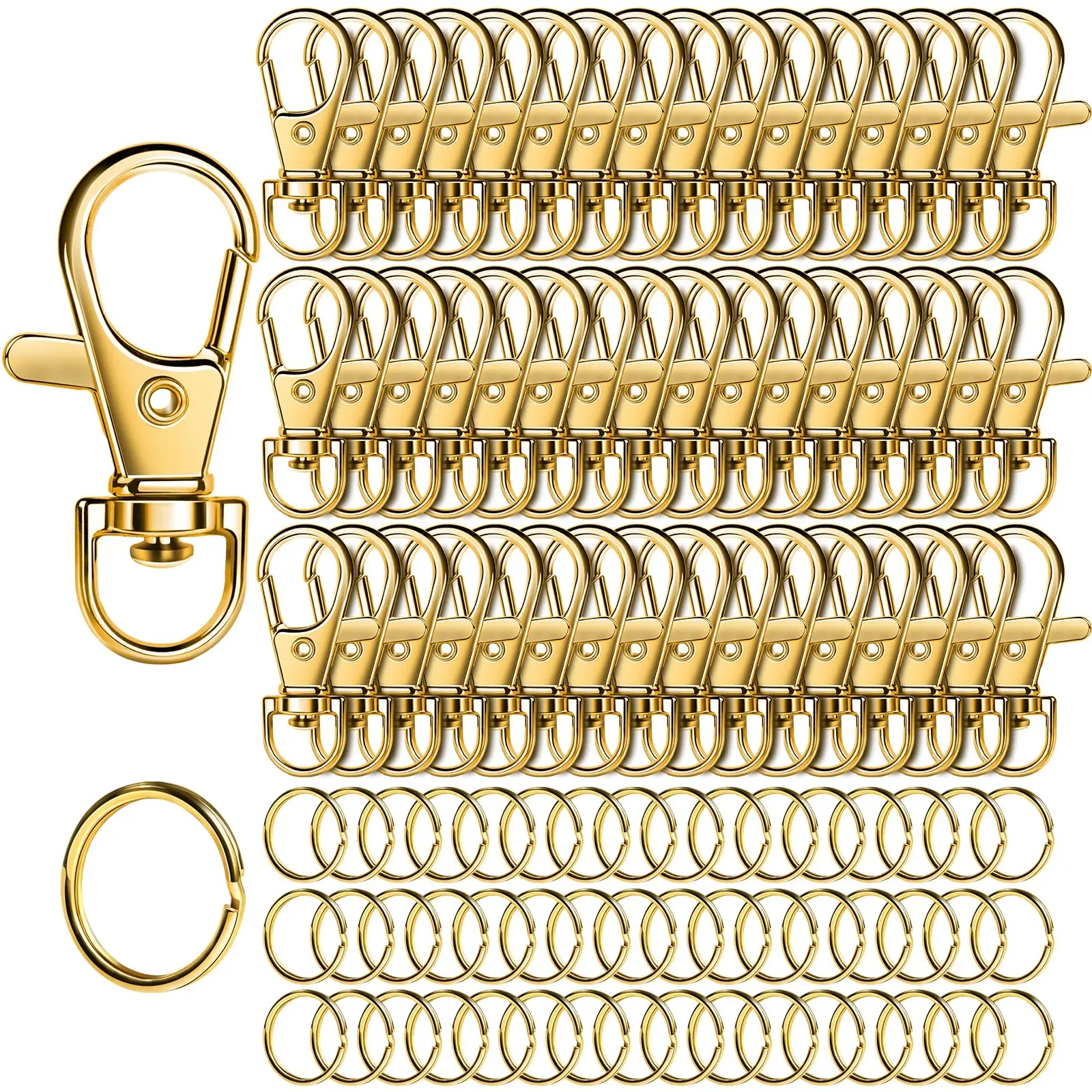 Multi-Piece Lobster Clasp & Keychain Set, Jewelry Making Kit, Includes Keyring Clips & Rings, Ideal for Keys, Jewelry Making, Crafts, Accessories, Metal Accessories, Handmade Crafts