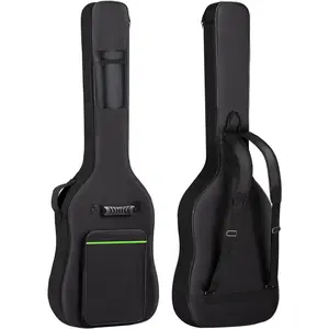 Bass Guitar Bag Gig Bag 0.3in Padding Black Padded Backpack Soft Electric Bass Case Green CY0292