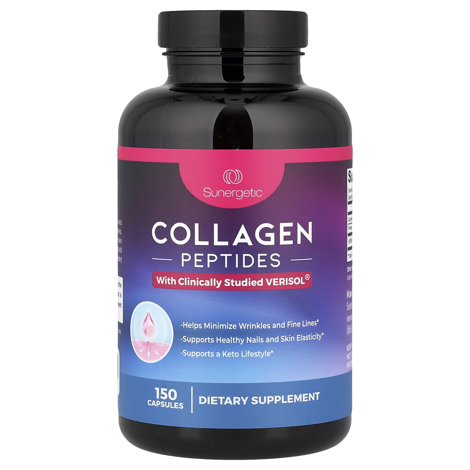 Sunergetic Collagen Peptides, 150 Capsules (500 mg per Capsule)