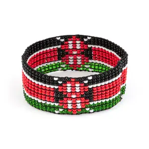 Kenya Flag Beaded Bracelet - Adjustable and Expandable, Perfect for Teenagers and Adults with Smaller Arm Sizes