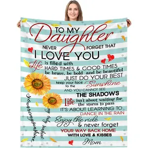1pc Flannel Blanket, A Letter From Mom To Her Daughter Blanket Birthday Gift-280GSM