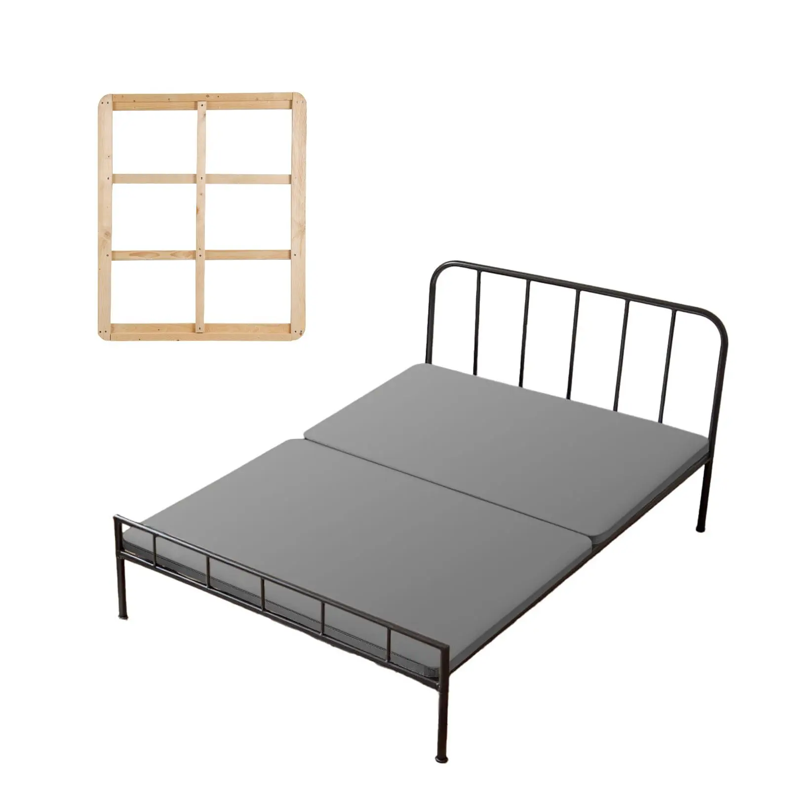 【SummerFinds】VEVOR Full Size Bunkie Board, 1.5 in Bed Board Slats with 200D Oxford Cloth, Wooden Mattress Support for Full Size Bed, Easy Assembly Support under Mattress, 2 Piece, Gray