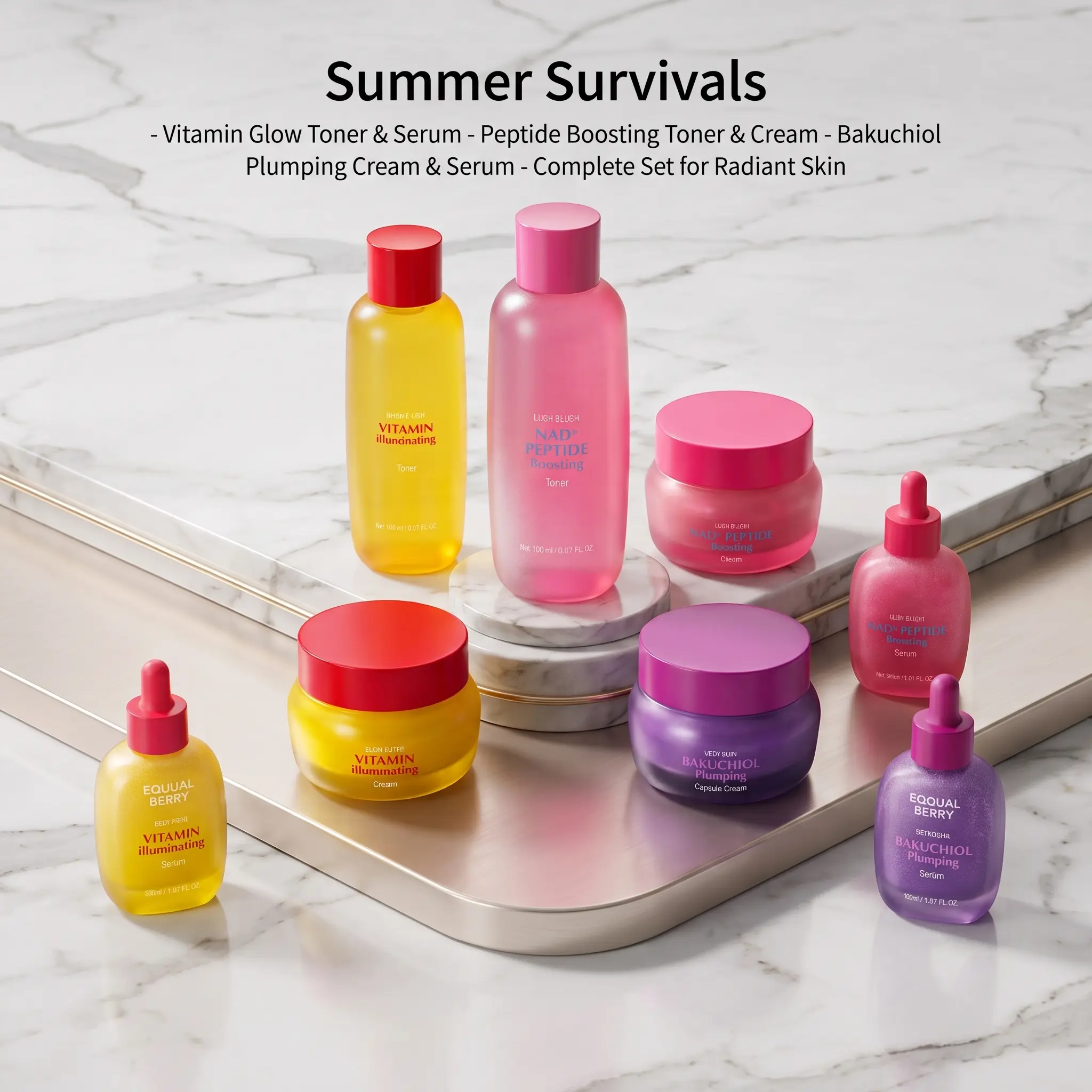 [Summer Skin Care Series] Facial Serum with 5 Ceramides, Vegan Collagen, Hyaluronic Acid, Peptides - Firming, Repairing, Reduces Wrinkles, Boosts Radiant Glow (Skincare Serums & Essences)