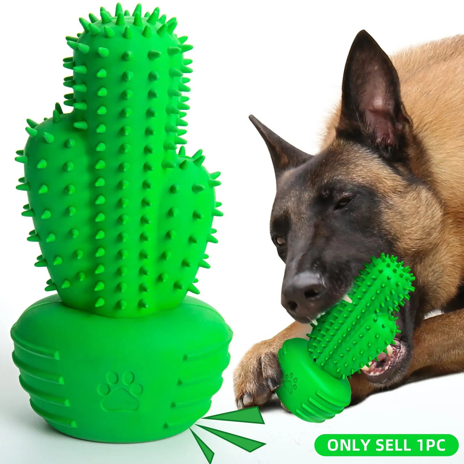 Dog Chew Toys for Aggressive Chewers - Indestructible Dog Toy Made with 100% Natural Rubber Chew Toys for Dogs Interactive Chew Cactus Shaped Tough Dog Toys & Durable Chew Long Lasting Dog Chews with Voice Activation, Fun Toy to Keep Your Dog Busy