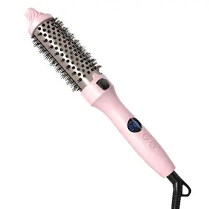 1.5 Inch Ionic Thermal Heated Brush, 11 Adjustable Temperatures 110-210°C, Hot Styling Brush for Daily Smoothing & Soft Waves, Fine to Medium Hair