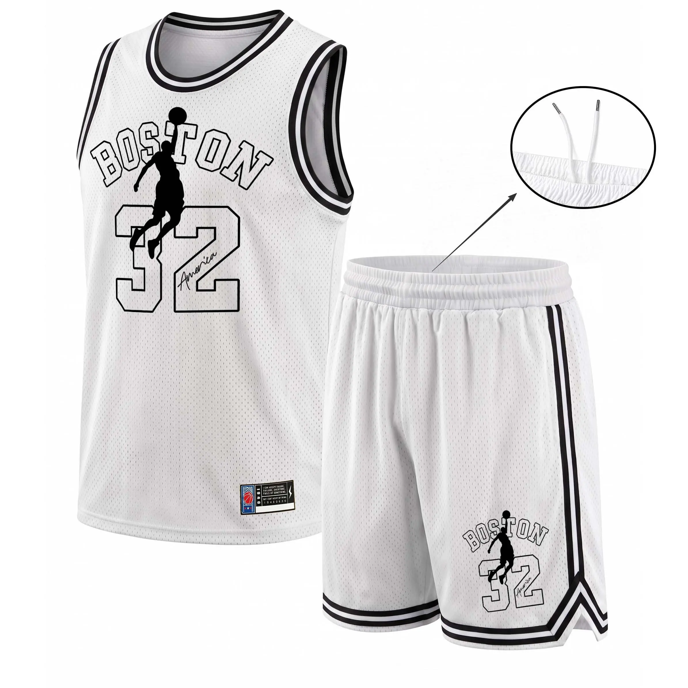 Men’s Sport NO·32 Mesh Basketball Jersey Set, Sleeveless Tank Top and Shorts 2 Piece Outfit, Lightweight Breathable Athletic Sportswear, Casual Summer Training Uniform for Gym, Streetwear, Running, Beach and Daily Wear