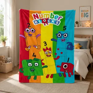 Numberblocks Plush Fleece Blanket – Soft, Cozy Throw for Kids & Toddlers, Colorful Educational Design with Number Characters 1-5, Perfect Gift for Early Learning, Bedroom Decor, Fun & Interactive Learning Blanket