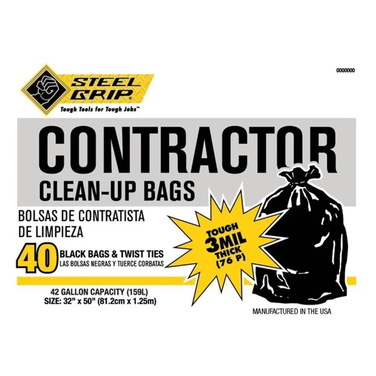 212 MAIN Synthetic Heavy-Duty 42 Gal Contractor Trash Bags, Durable, Pack of 40