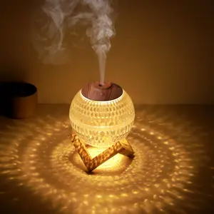 1pc Simulated Crystal Ball Humidifier & Aroma Diffuser Lamp with 7-Color Dazzling Lights, Soundwave technology Fog Technology, USB-Powered ABS Desktop Air Humidifier for Bedroom & Living Room Decor