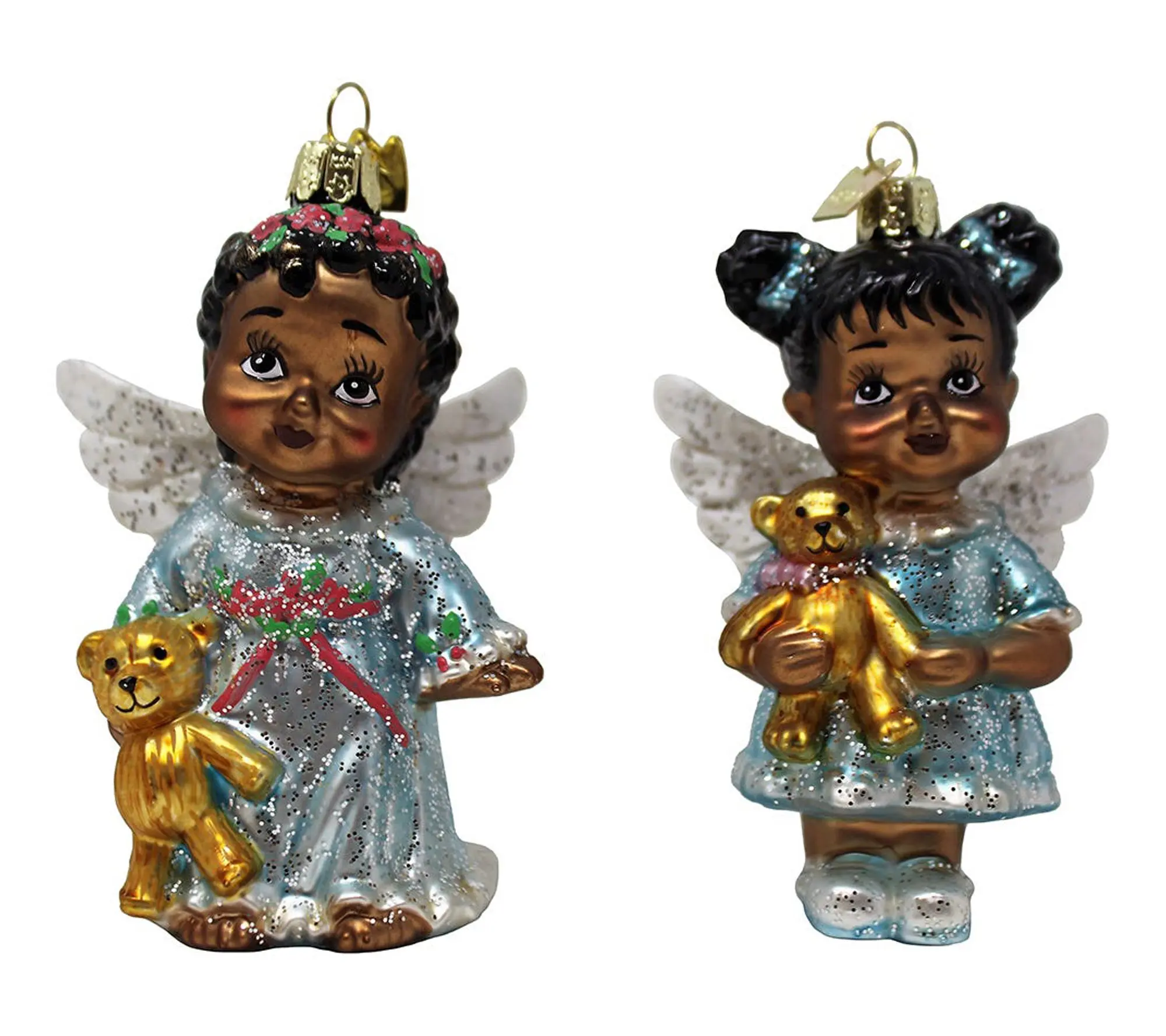 RC Home Decor-Set of 2 African American Glass Angel Ornaments
