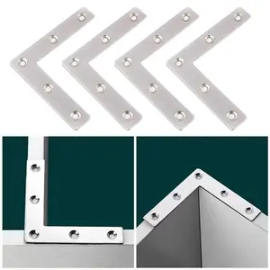 Stainless Steel Flat L Shape Bracket Flat Corner Brace Shelves,Right Angle Corner Brace Repair Plate,Small Dainty Joint Corner Connector Hardware for Wood Furniture Chair Drawer Cabinet