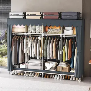 portable Clothes Rack, 78.7 Inch Extra Large Capacity Wardrobe Closet, Clothes Storage Organizer with 4 Shelves and 4 Hanging Rods, Easy to Assembly