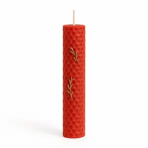 WYSHEE candles set of 3, Red  Attraction & Heart Energy - 8" Hand-Rolled Beeswax Herbal Scented Candles for Rituals & Energy Reset - 90 Minutes Burn Time - Eco-Certified Natural Herbs
