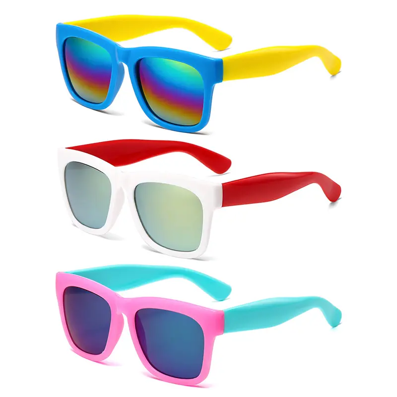 Summerwins Kids' Color Block Sunglasses, Lightweight Kids-Safe UV Protection Mirror Lenses, Durable Comfortable Shades for Boys Girls, Ideal for Beach Outdoor Play, Kids-Safe Women's Sunglasses
