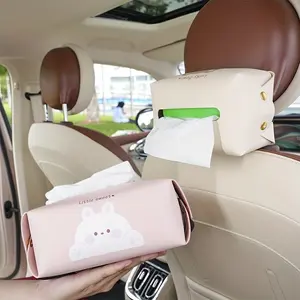 Car Tissue Box Cute Cartoon Car Paper Box Hanging Car Tissue Bag Car Armrest Box Paper Pumping Box